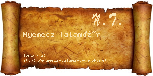 Nyemecz Talamér névjegykártya